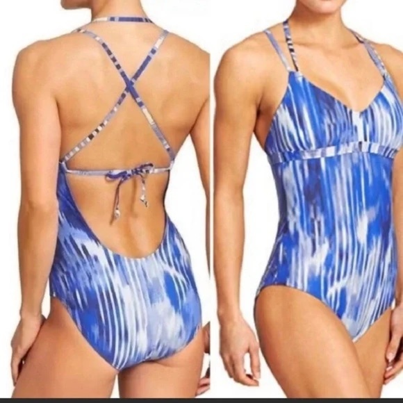 Athleta Wailea One Piece‎ Swimsuit Strappy tie Back blue - Picture 1 of 10